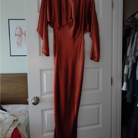 ASOS Long Sleeve Rust Dress - Picture 2 of 5